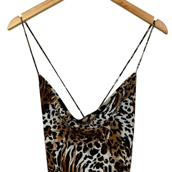 Naked Wardrobe Tiger Print Crisscross Back Slip Cocktail Dress Small Mob Wife - Picture 5 of 12